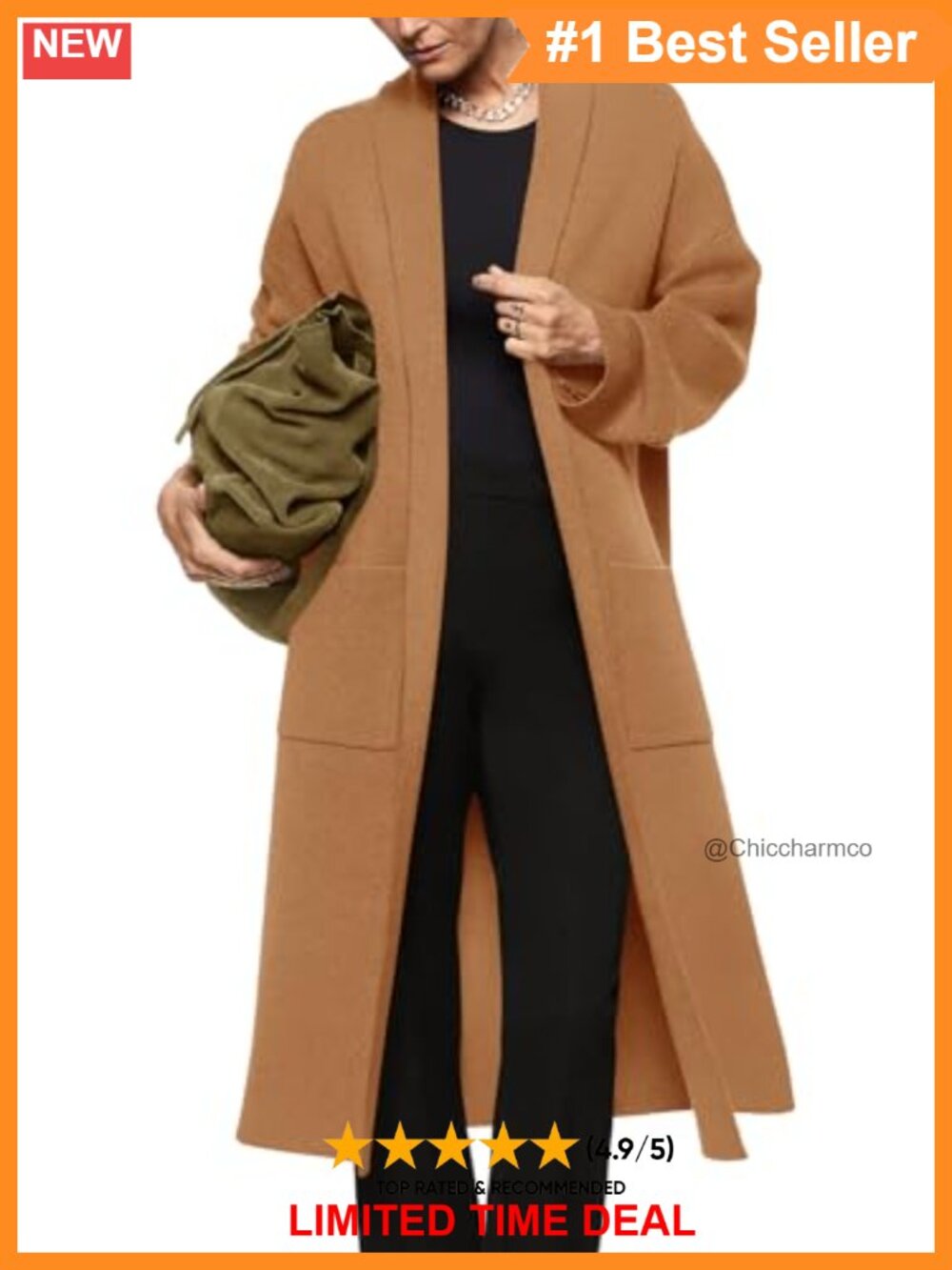 Long Sleeve Open Front Maxi Cardigan Sweater Coat Oversized Knit